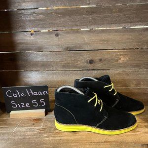 Womens Cole Haan LunarGrand Black Suede Ankle‎ Chukka Boots Size 5.5 B GUC
